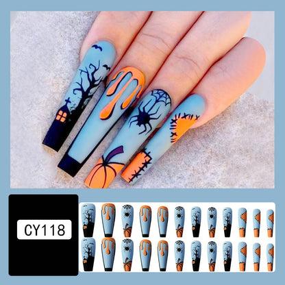 Pumpkins, Spiders, Ghost Face Halloween Press On Nails