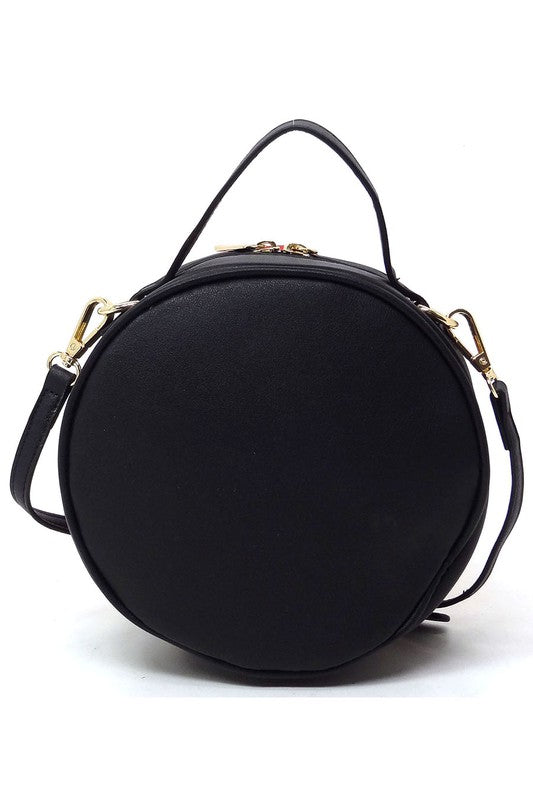 3D Flower Round Crossbody Bag (Faux Vegan Leather)