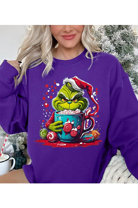 Grinch Loves Cocoa Fleece Sweatshirt