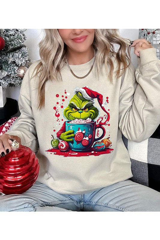 Grinch Loves Cocoa Fleece Sweatshirt