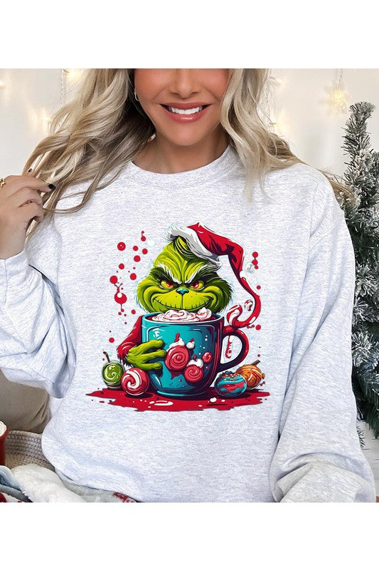 Grinch Loves Cocoa Fleece Sweatshirt