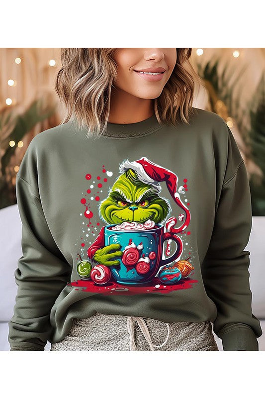 Grinch Loves Cocoa Fleece Sweatshirt