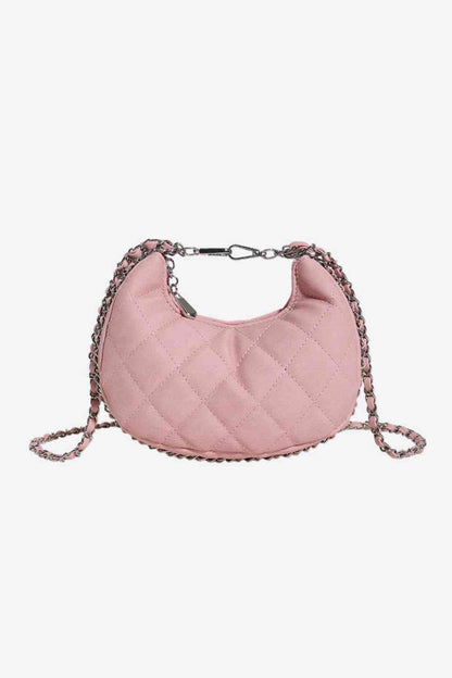 Pink tufted PU leather handbag