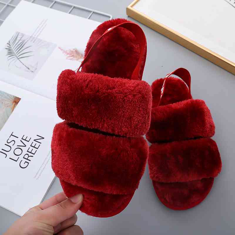 Furry Open Toe Slippers