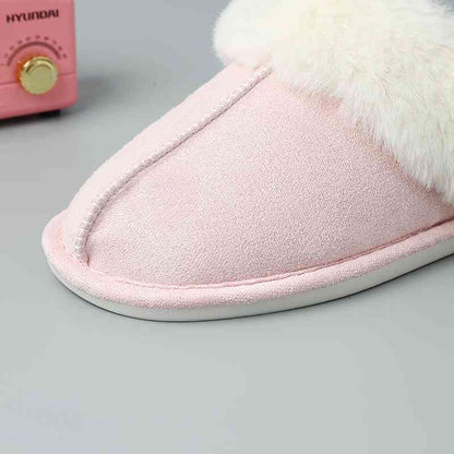 Faux Suede Center Seam Fur-lined Slippers