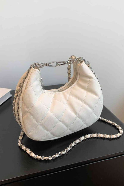 PU Leather Handbag with Chain Detail