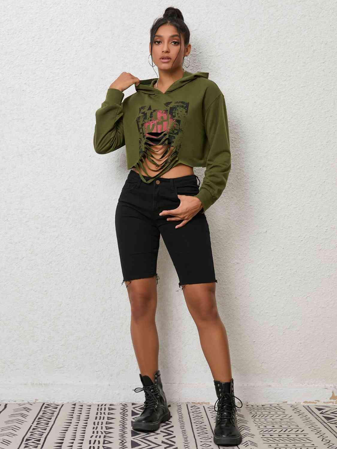 Cutout Long Sleeve Hoodie