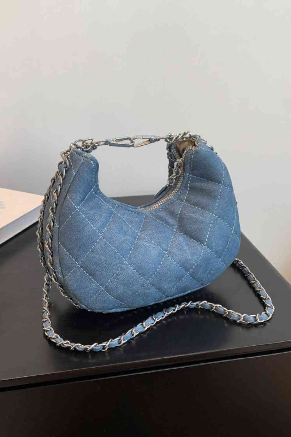 PU Leather Handbag with Chain Detail