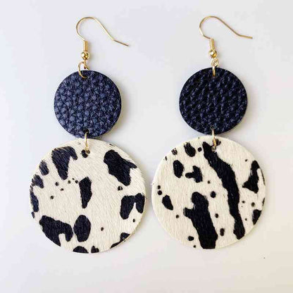 Genuine Cowhide Leather Dangle Earrings