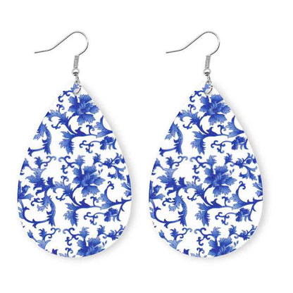 Printed Boho Teardrop Earrings