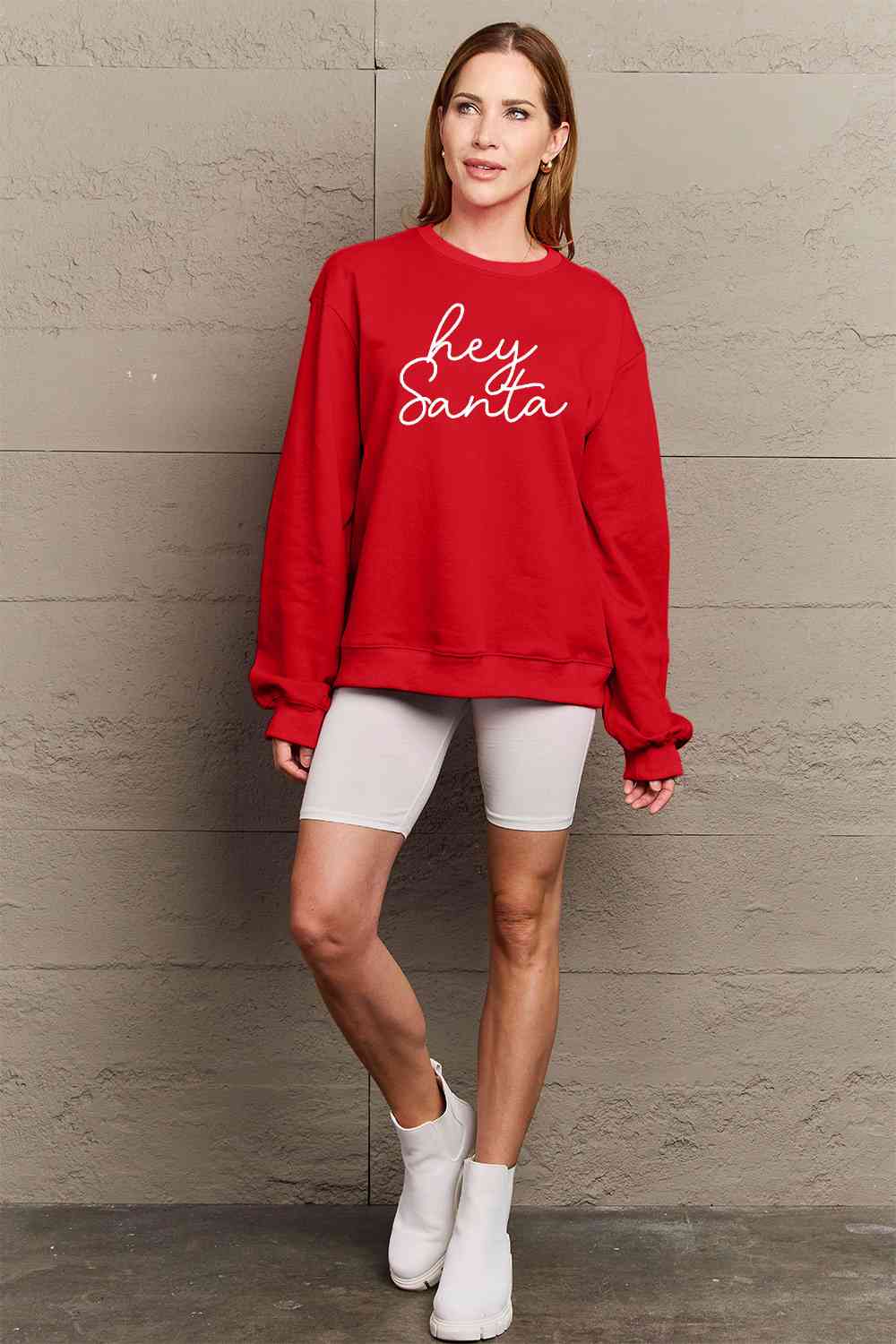 Simply Love Full Size HEY SANTA Graphic Sweatshirt