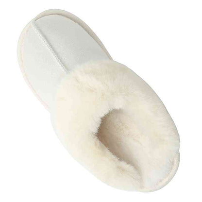 Faux Suede Center Seam Fur-lined Slippers