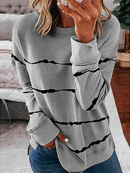 Striped Round Neck Sweatshirt