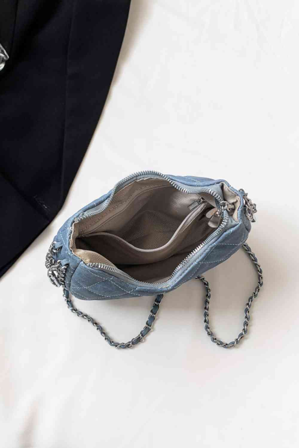 PU Leather Handbag with Chain Detail