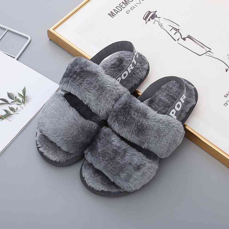 Furry Open Toe Slippers