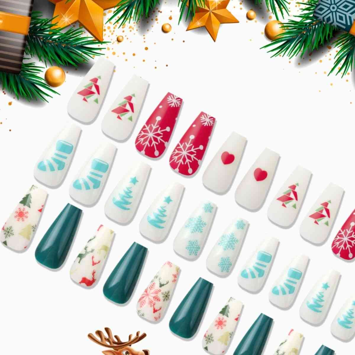 72-Piece Christmas Theme ABS Press-On Nails