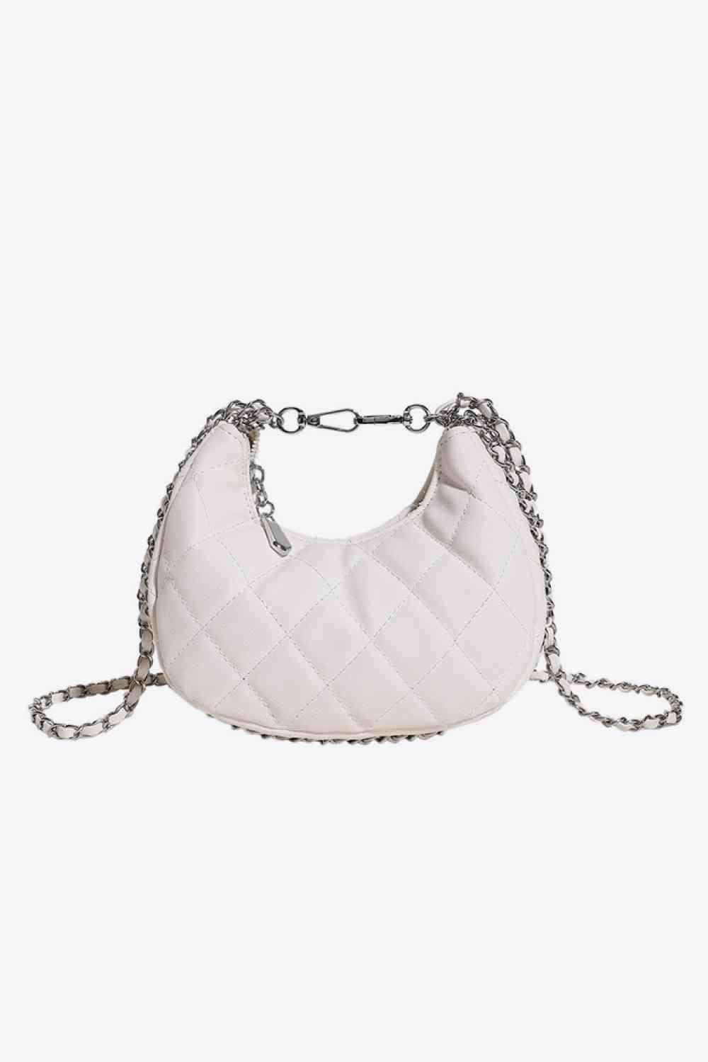 PU Leather Handbag with Chain Detail