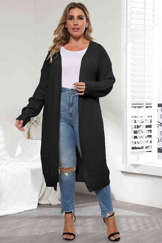 Plus Size Open Front Long Sleeve Cardigan