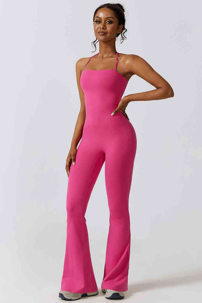 Halter Neck Flare Sport Jumpsuit