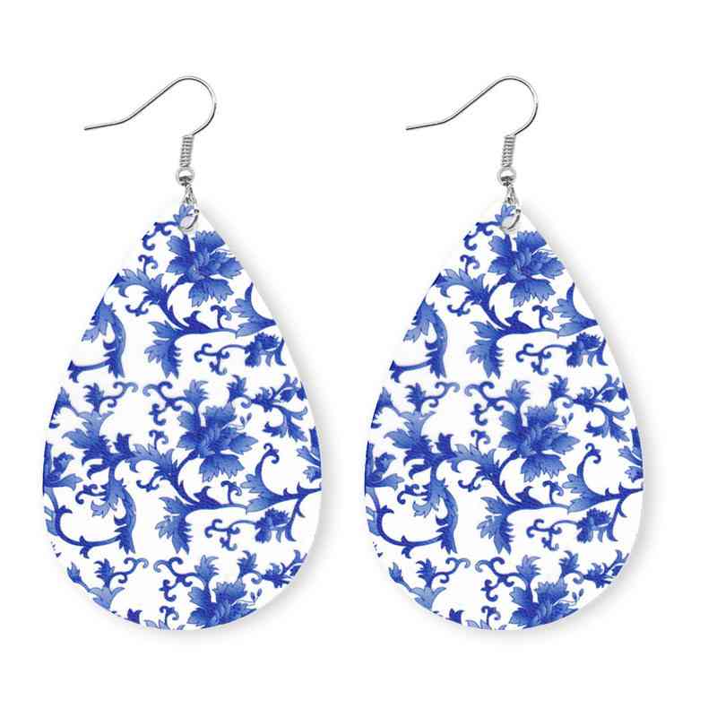 Printed Boho Teardrop Earrings