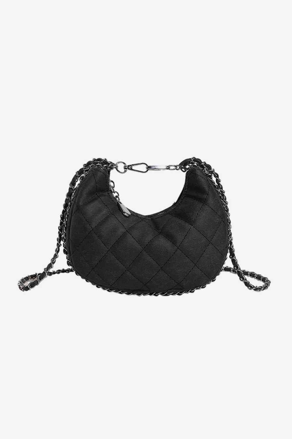 Black tufted PU leather handbag