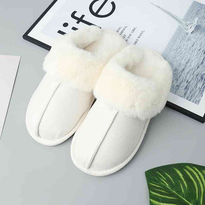 Faux Suede Center Seam Fur-lined Slippers