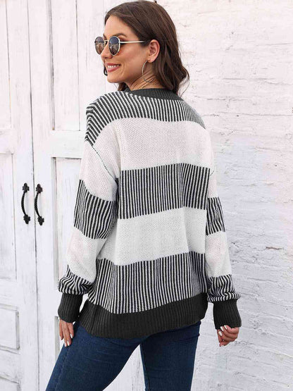 Full Size Round Neck Drop Shoulder Sweater