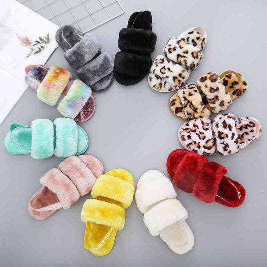 Furry Open Toe Slippers