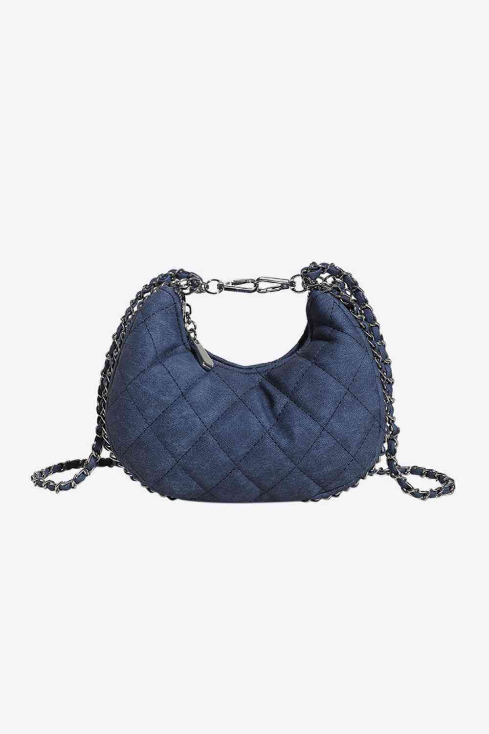 Denim tufted PU leather handbag