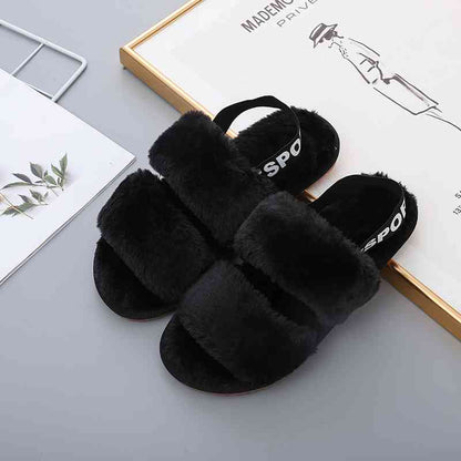 Furry Open Toe Slippers