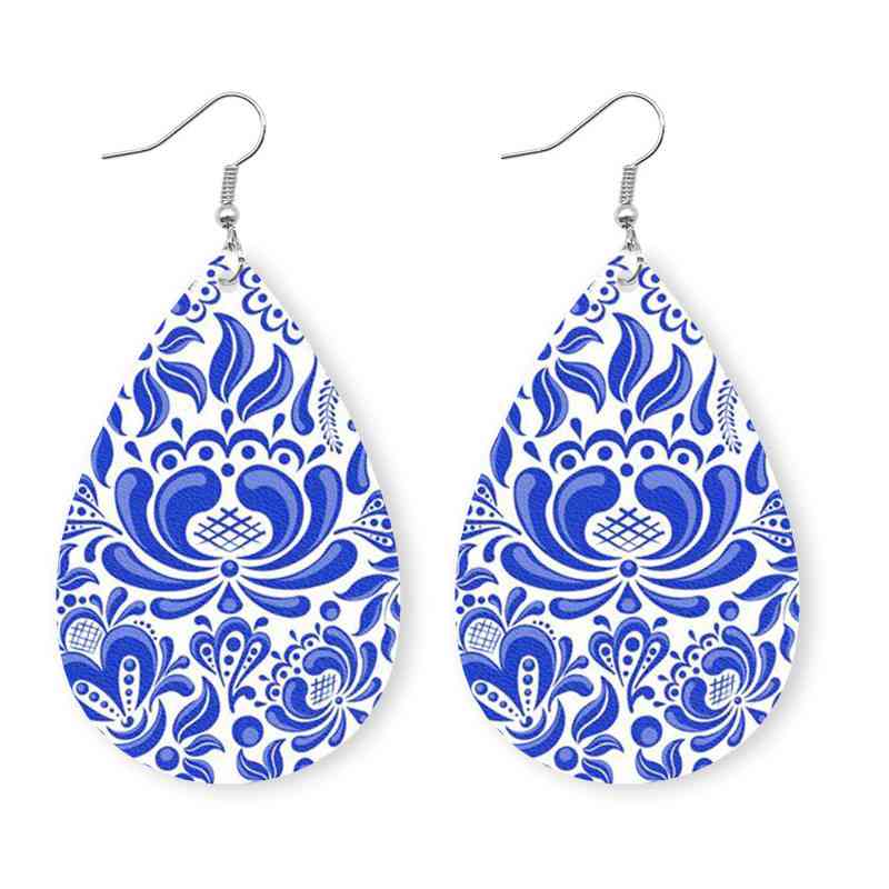 Printed Boho Teardrop Earrings