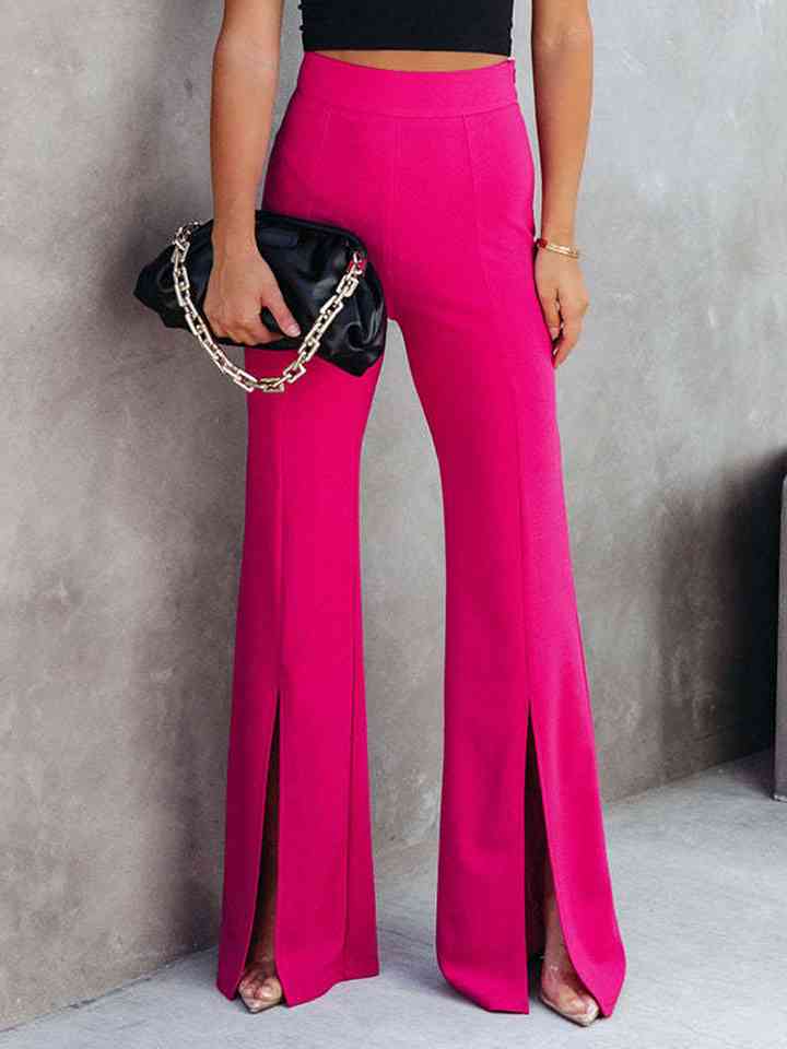 Front Slit Flare Leg Pants