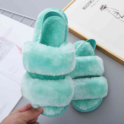 Furry Open Toe Slippers