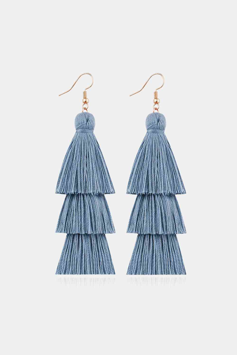 Triple-Layer Tassel Dangle Earrings