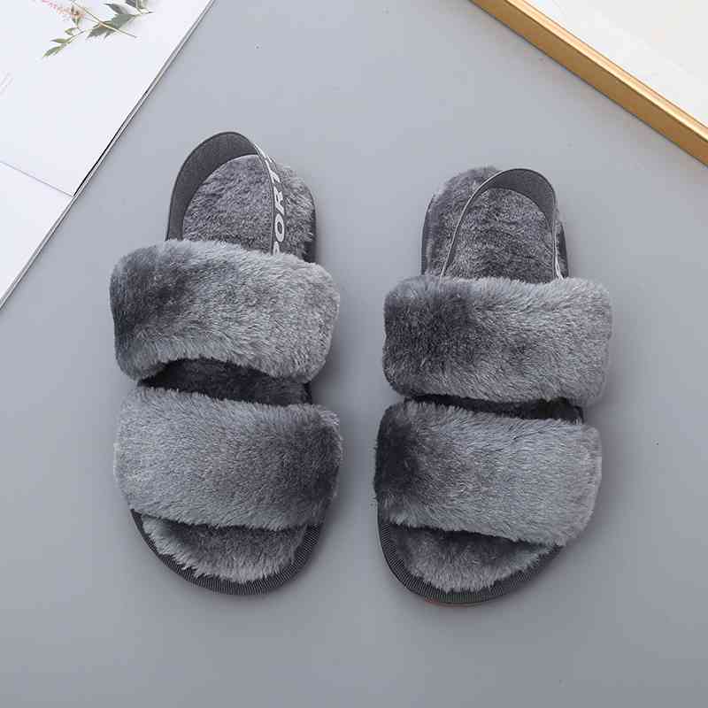 Furry Open Toe Slippers